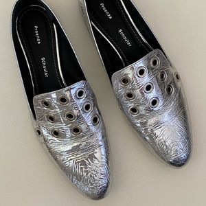 Proenza Shouler silver grommet loafers size 38!